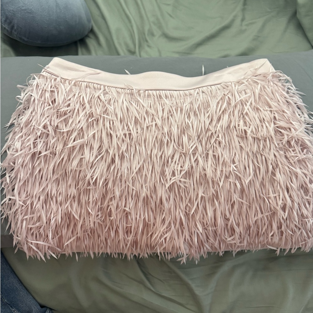 Express Blush Feathered Mini Skirt